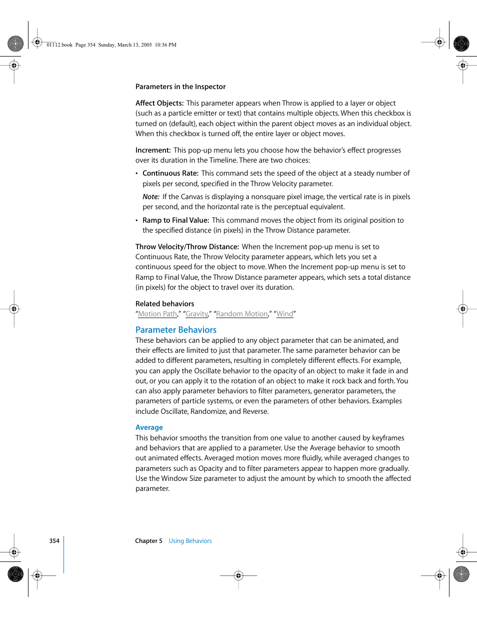 Parameter behaviors | Apple Motion 2 User Manual | Page 354 / 999