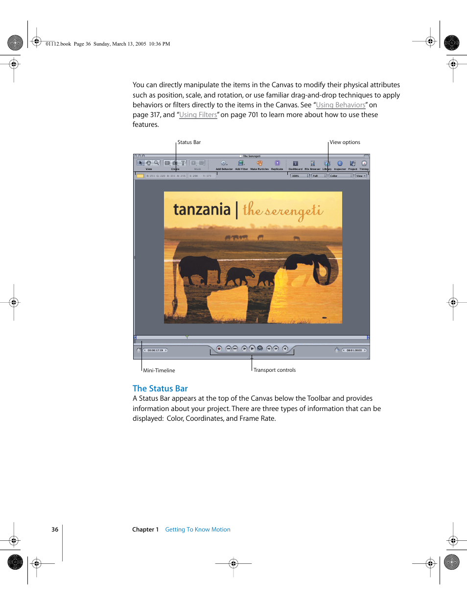 The status bar | Apple Motion 2 User Manual | Page 36 / 999