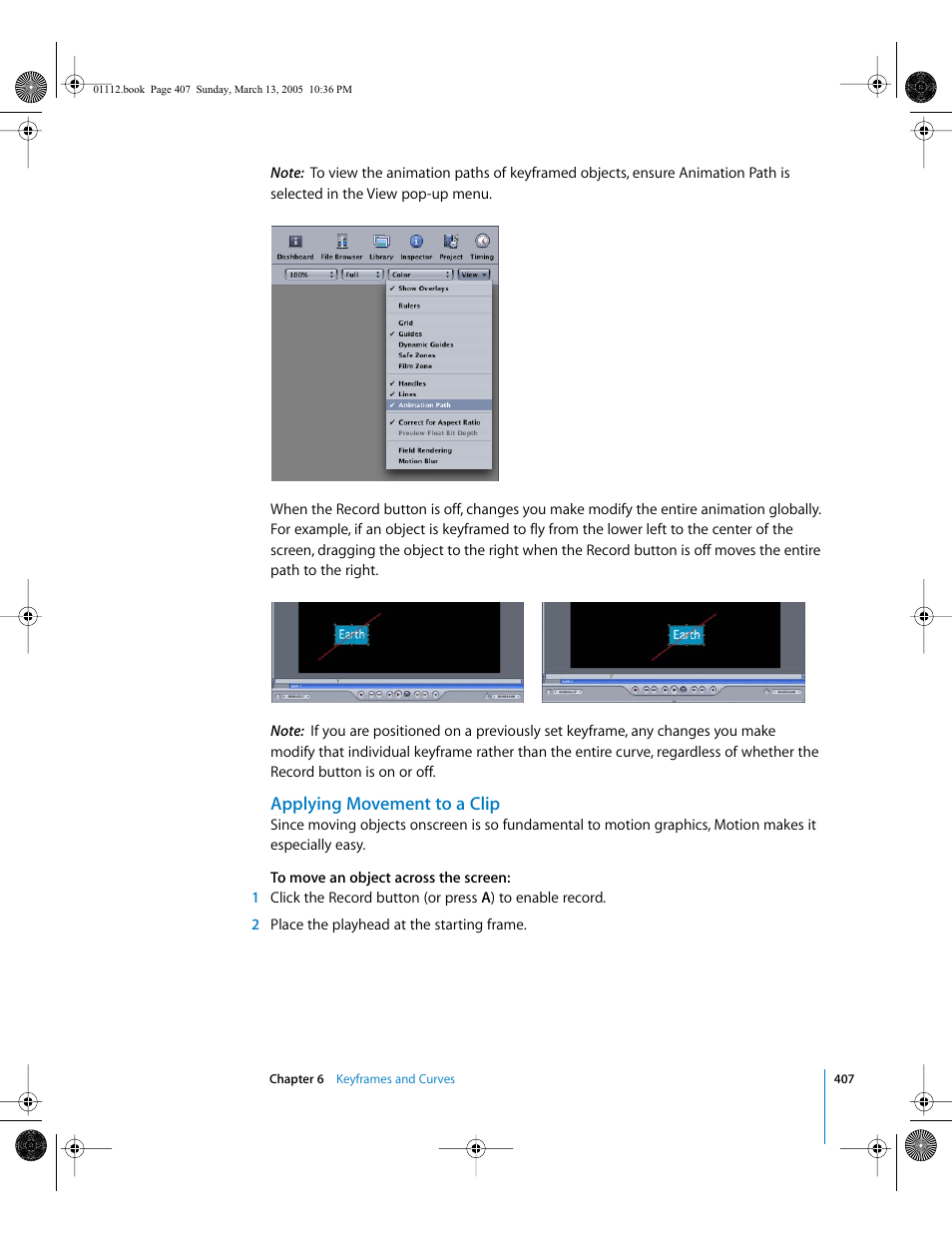 Applying movement to a clip | Apple Motion 2 User Manual | Page 407 / 999