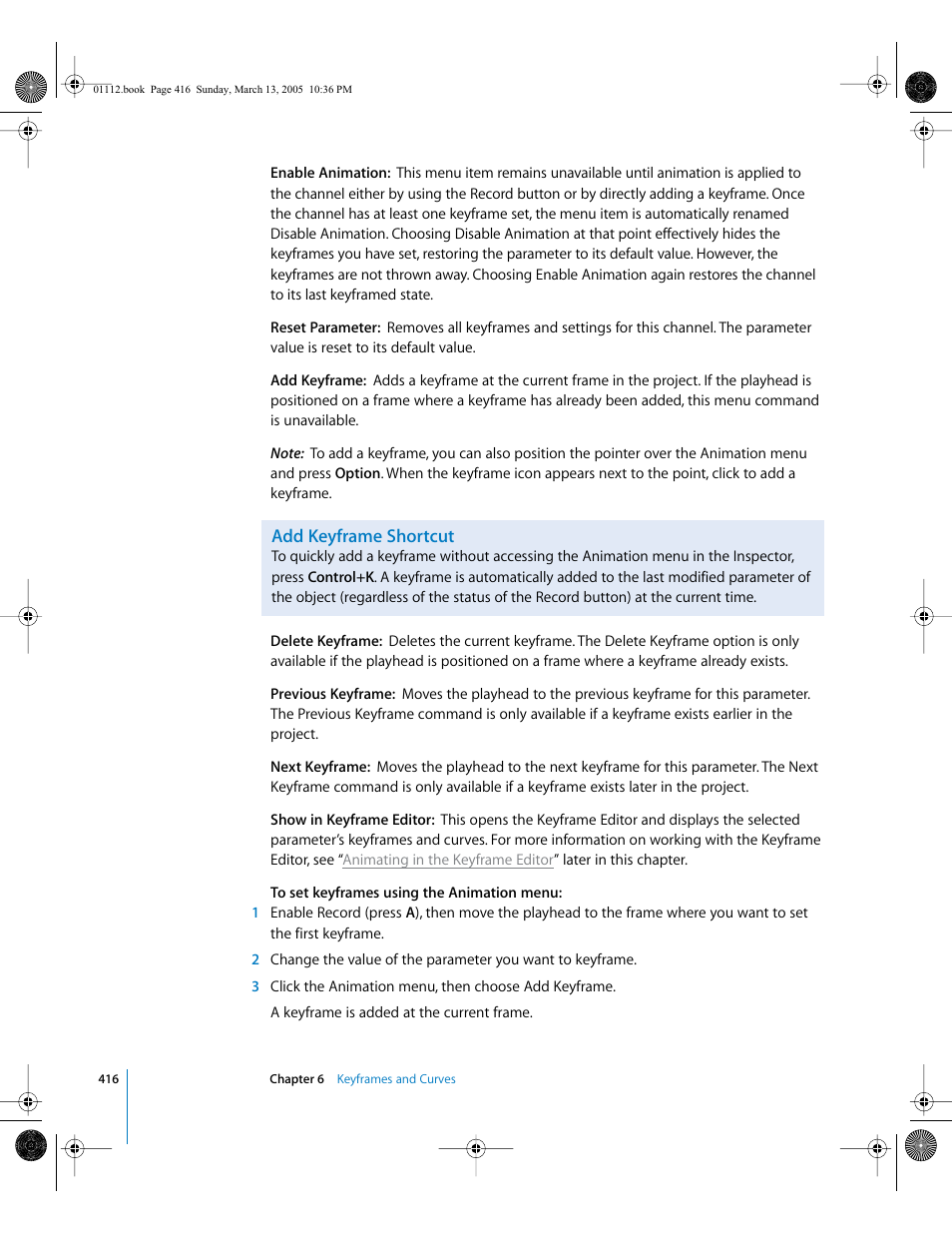 Add keyframe shortcut | Apple Motion 2 User Manual | Page 416 / 999
