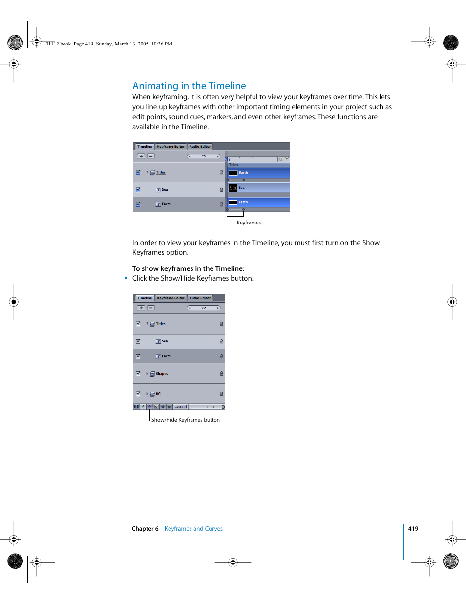 Animating in the timeline | Apple Motion 2 User Manual | Page 419 / 999