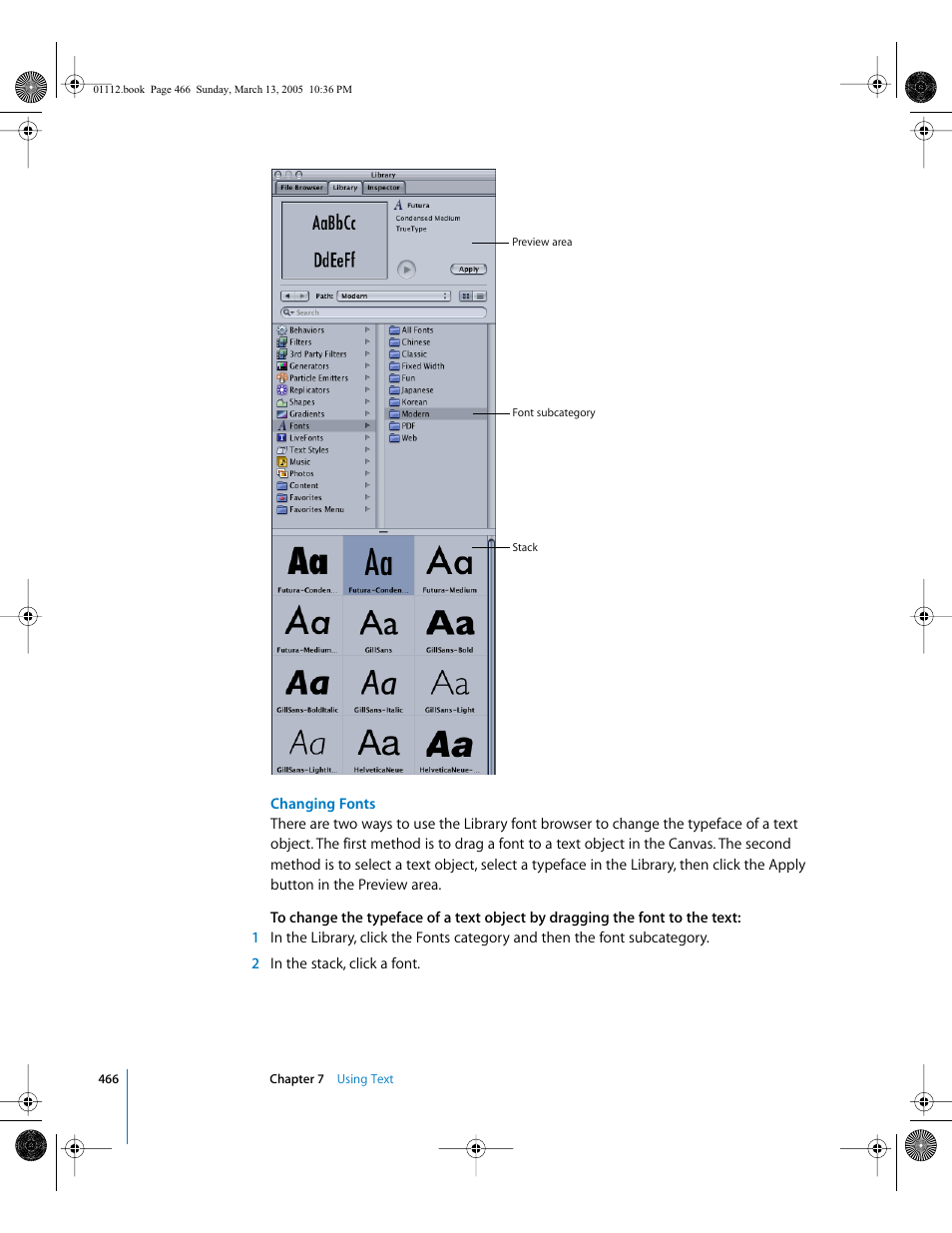 Changing fonts | Apple Motion 2 User Manual | Page 466 / 999