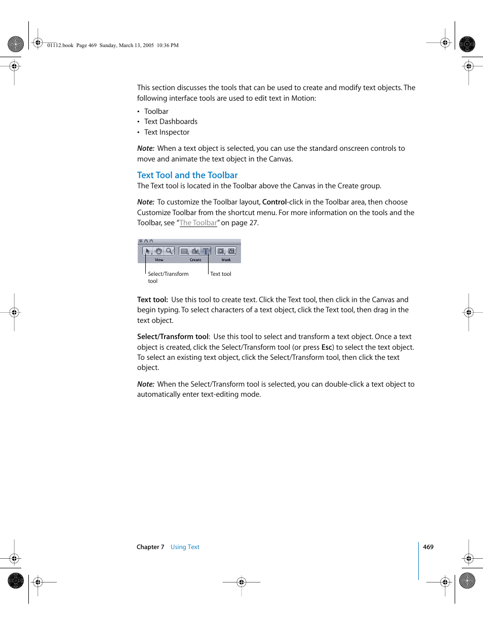 Text tool and the toolbar | Apple Motion 2 User Manual | Page 469 / 999
