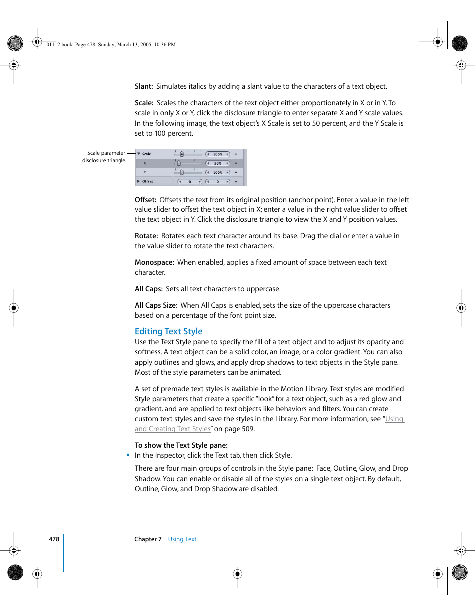 Editing text style | Apple Motion 2 User Manual | Page 478 / 999