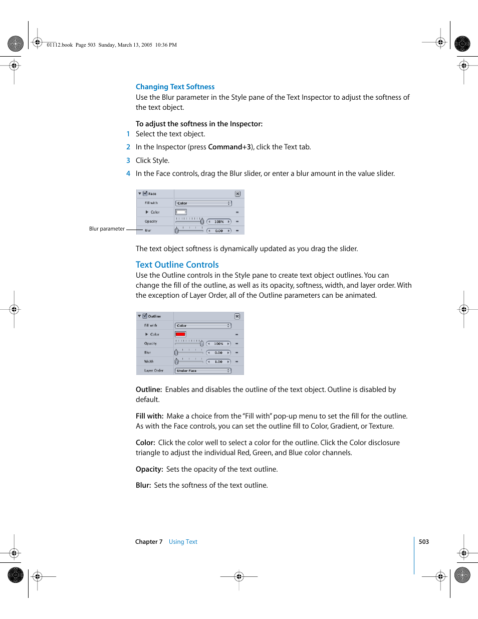 Text outline controls | Apple Motion 2 User Manual | Page 503 / 999