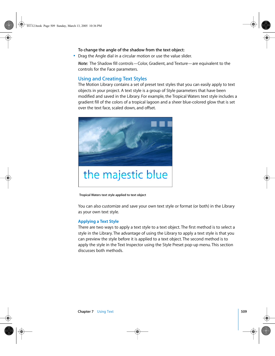 Using and creating text styles, Using, And creating text styles | Apple Motion 2 User Manual | Page 509 / 999