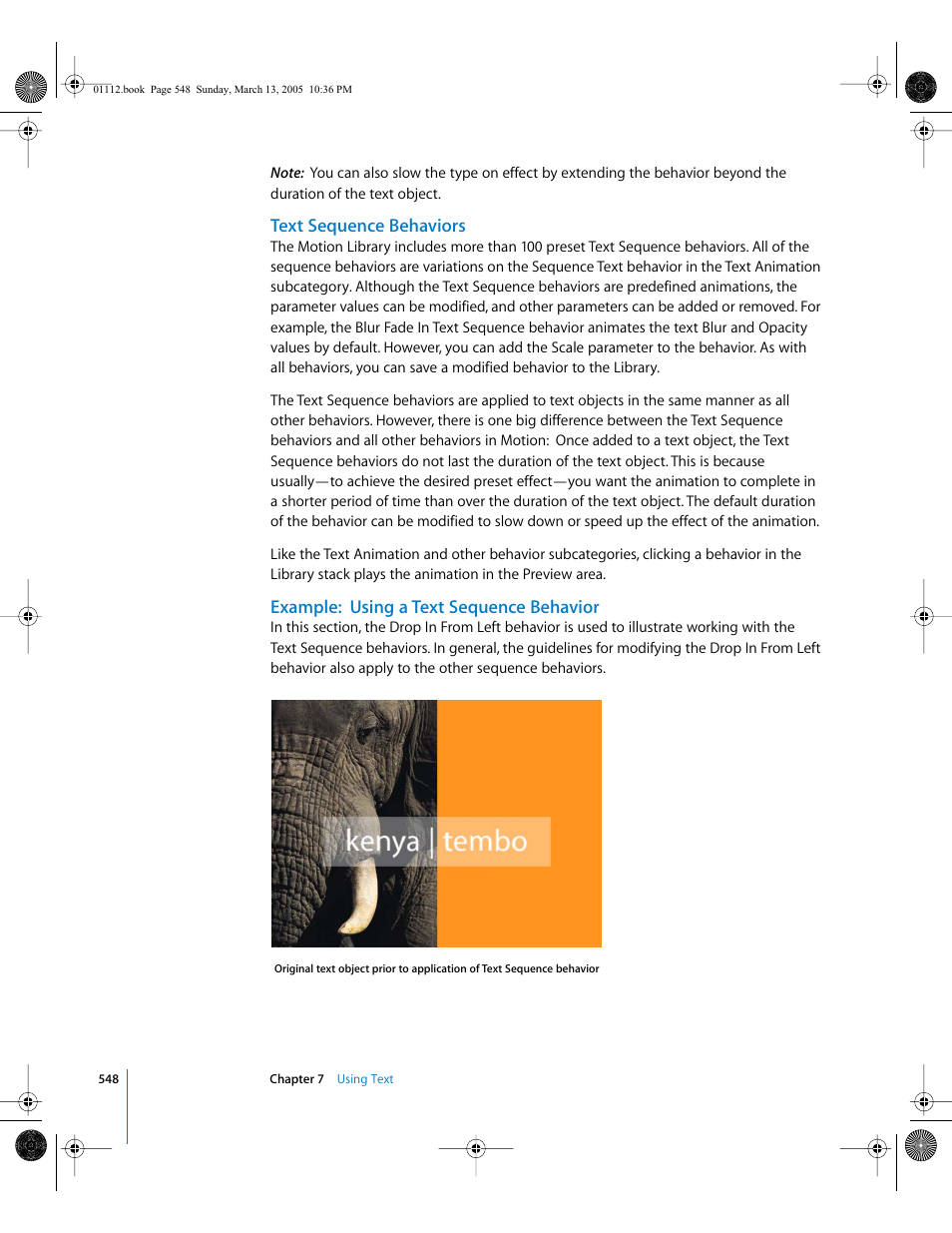 Text sequence behaviors, Example:using a text sequence behavior, Example: using a text sequence behavior | Apple Motion 2 User Manual | Page 548 / 999