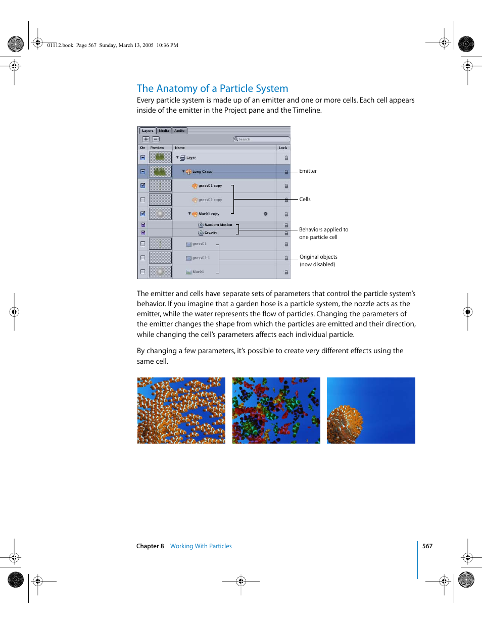 The anatomy of a particle system | Apple Motion 2 User Manual | Page 567 / 999