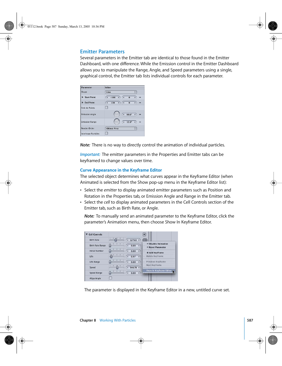 Emitter parameters | Apple Motion 2 User Manual | Page 587 / 999