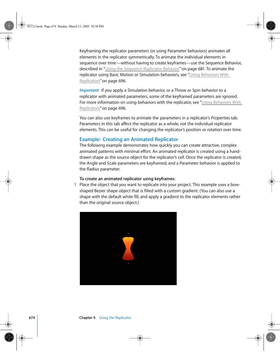 Example:creating an animated replicator | Apple Motion 2 User Manual | Page 674 / 999