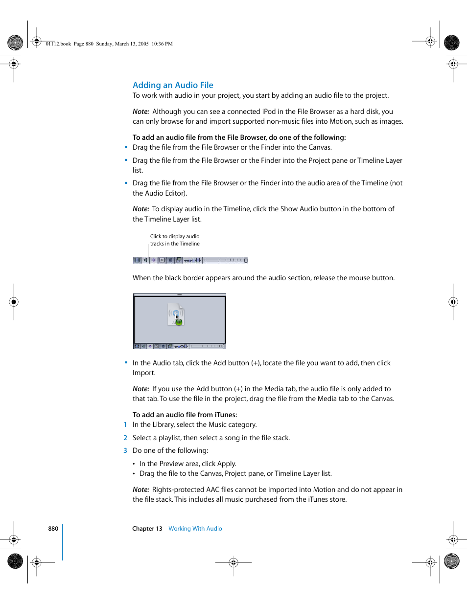 Adding an audio file | Apple Motion 2 User Manual | Page 880 / 999