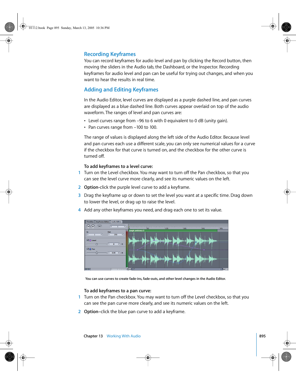 Recording keyframes, Adding and editing keyframes, S in | Adding and editing, Keyframes | Apple Motion 2 User Manual | Page 895 / 999