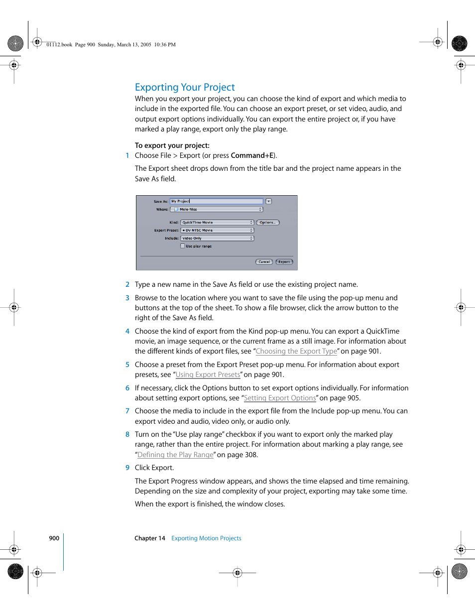 Exporting your project | Apple Motion 2 User Manual | Page 900 / 999