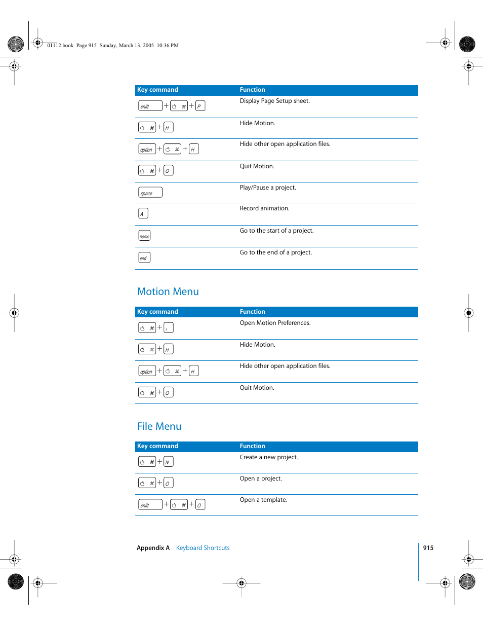 Motion menu, File menu, Motion menu file menu | Apple Motion 2 User Manual | Page 915 / 999
