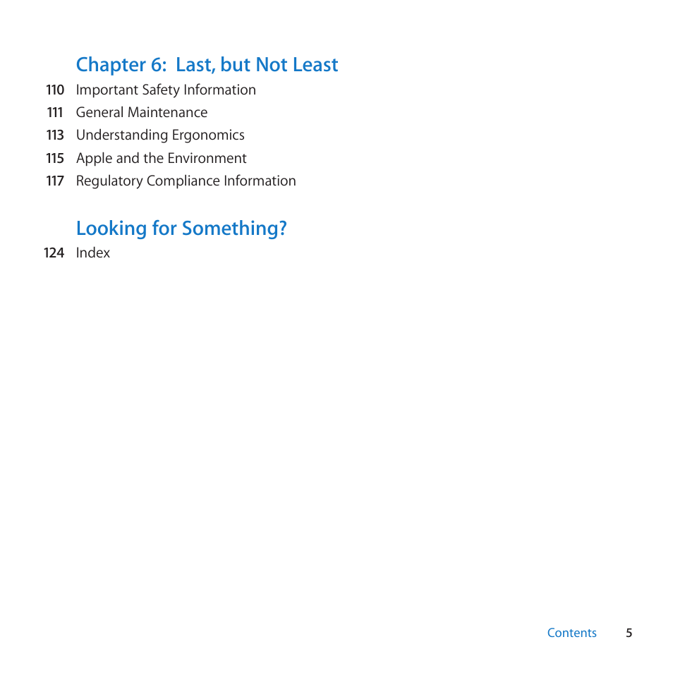 Chapter 6: last, but not least, Looking for something | Apple Mac Pro Server (Mid 2010) User Manual | Page 5 / 128