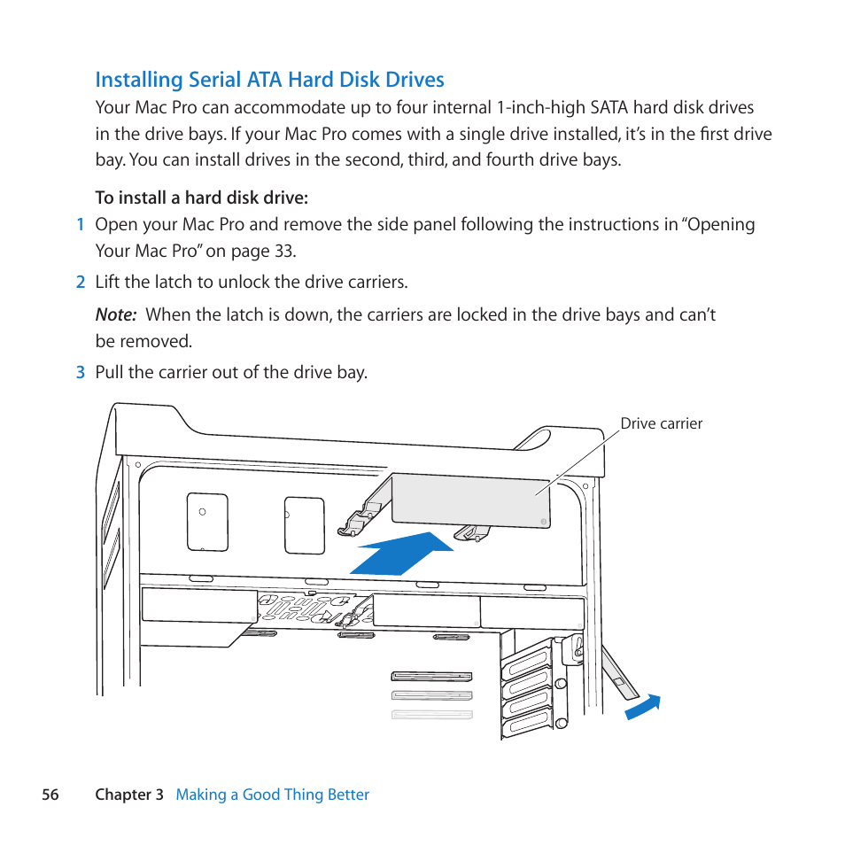 Installing serial ata hard disk drives | Apple Mac Pro Server (Mid 2010) User Manual | Page 56 / 128