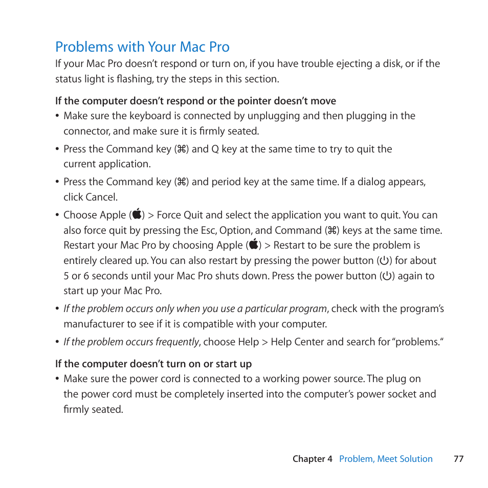 Problems with your mac pro, 77 problems with your mac pro | Apple Mac Pro Server (Mid 2010) User Manual | Page 77 / 128