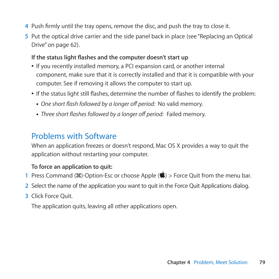 Problems with software, 79 problems with software | Apple Mac Pro Server (Mid 2010) User Manual | Page 79 / 128