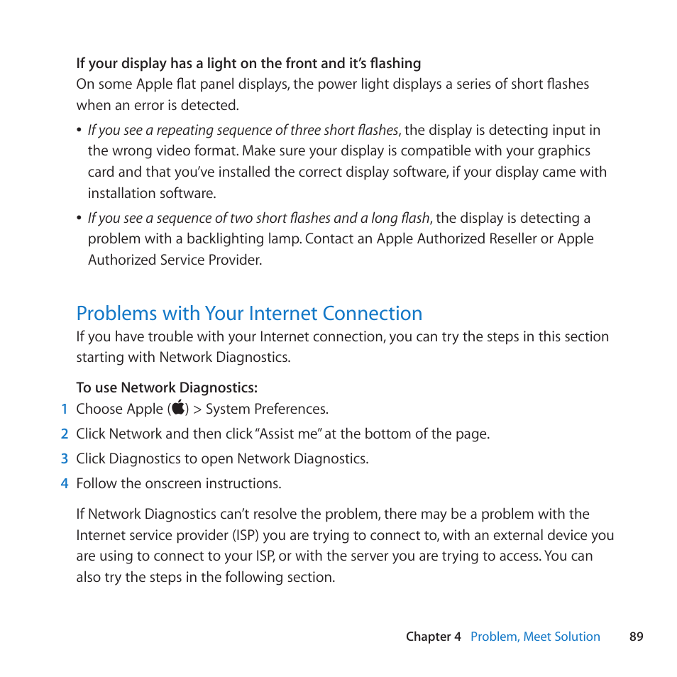 Problems with your internet connection, 89 problems with your internet connection | Apple Mac Pro Server (Mid 2010) User Manual | Page 89 / 128