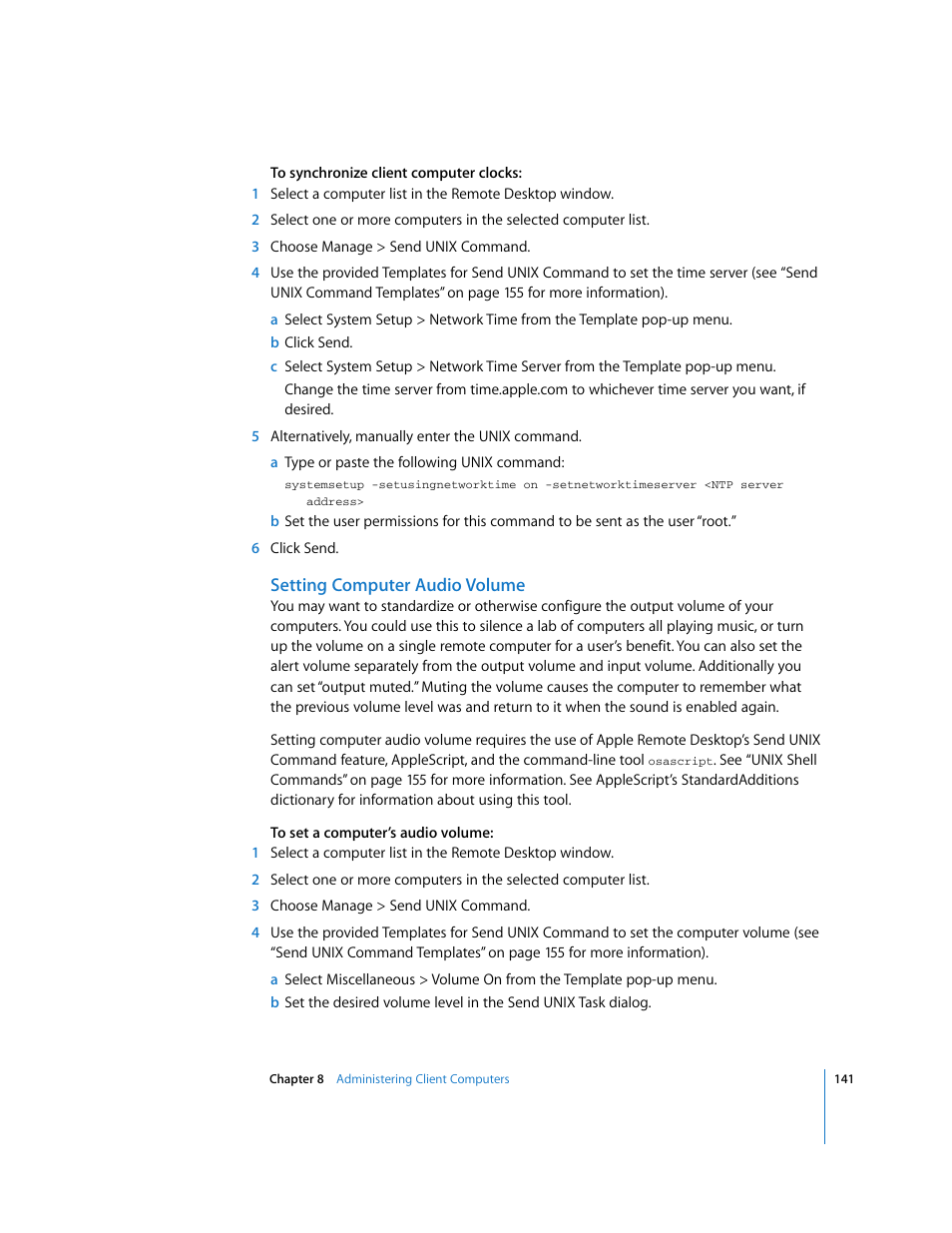 Setting computer audio volume | Apple Remote Desktop User Manual | Page 141 / 203