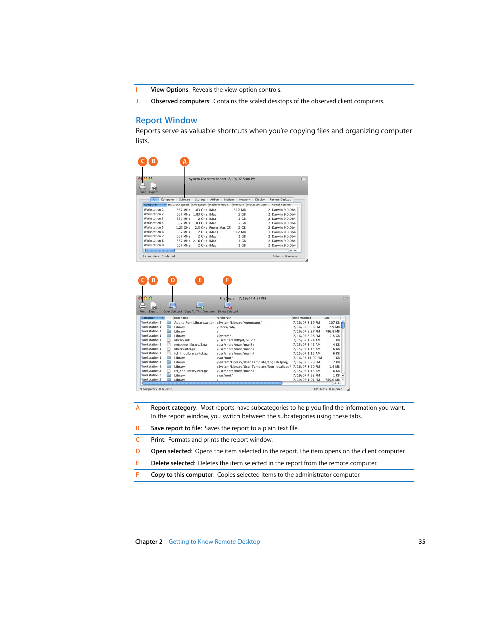 Report window | Apple Remote Desktop User Manual | Page 35 / 203
