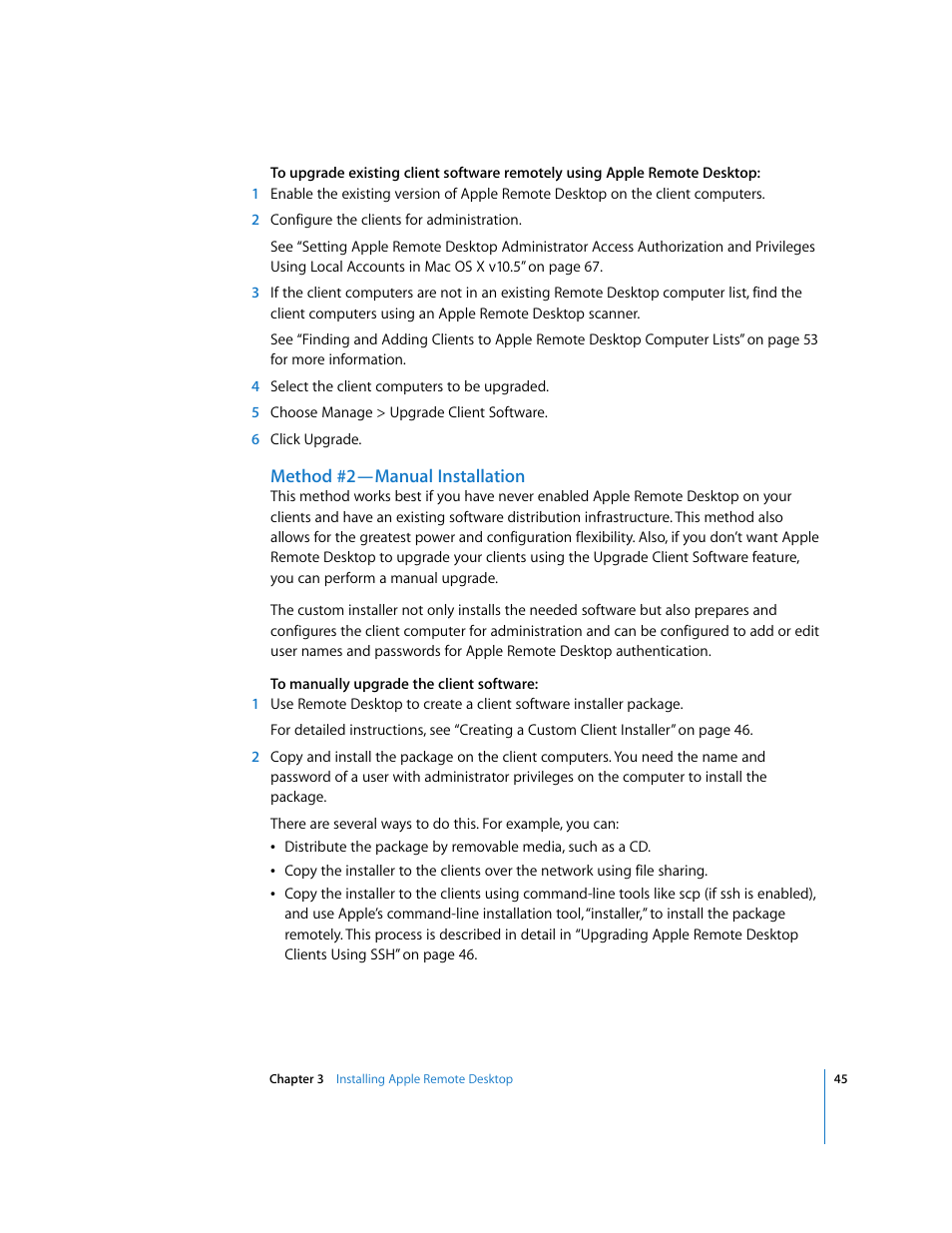 Method #2—manual installation | Apple Remote Desktop User Manual | Page 45 / 203