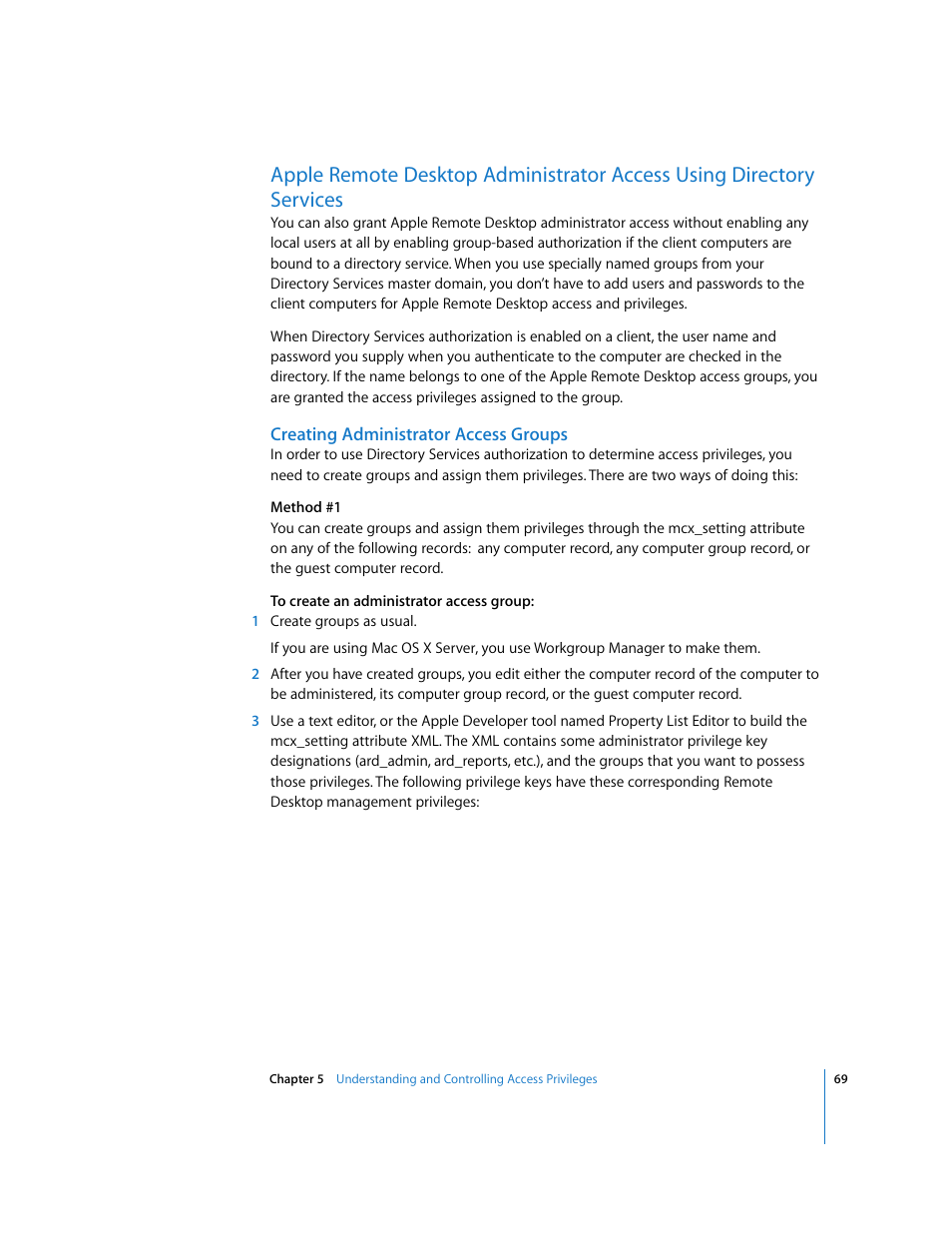Creating administrator access groups | Apple Remote Desktop User Manual | Page 69 / 203