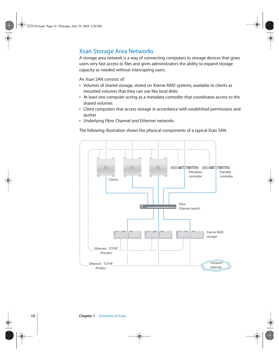 Xsan storage area networks | Apple Xsan 1.0 User Manual | Page 10 / 113