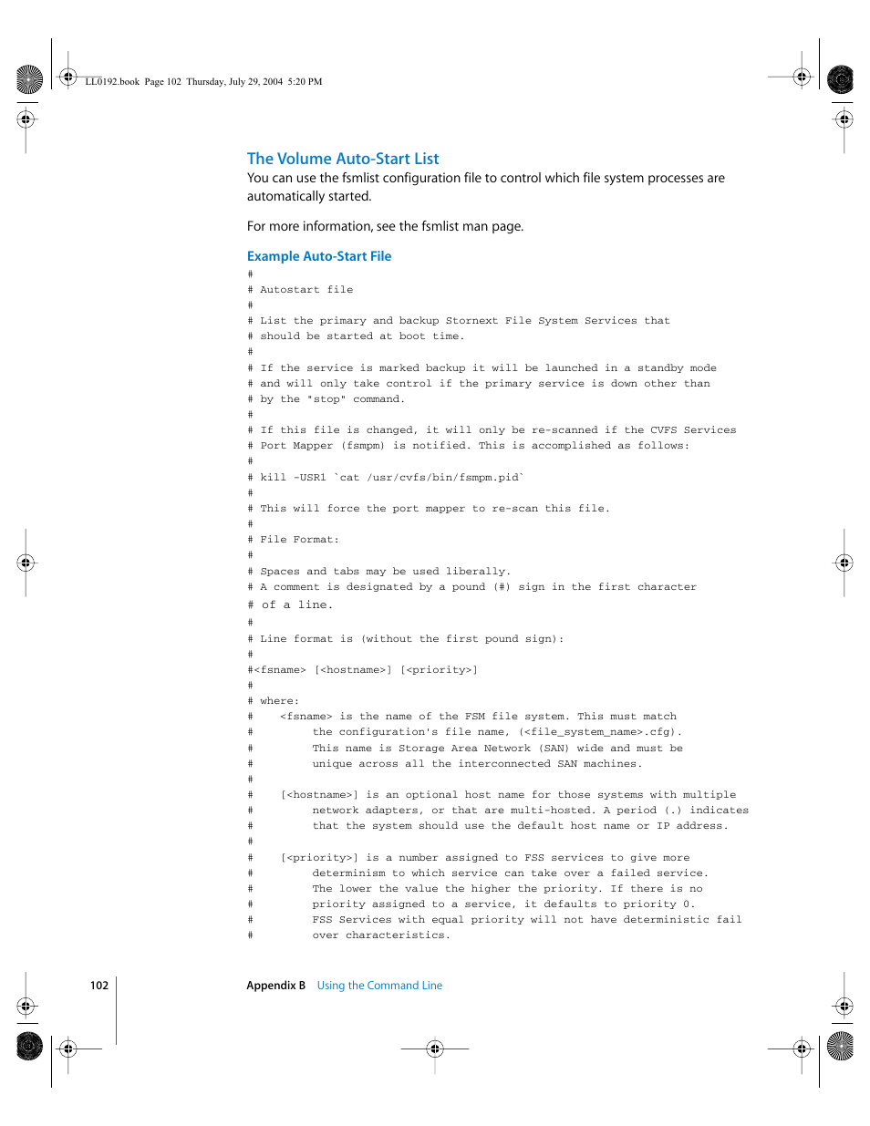 The volume auto-start list | Apple Xsan 1.0 User Manual | Page 102 / 113