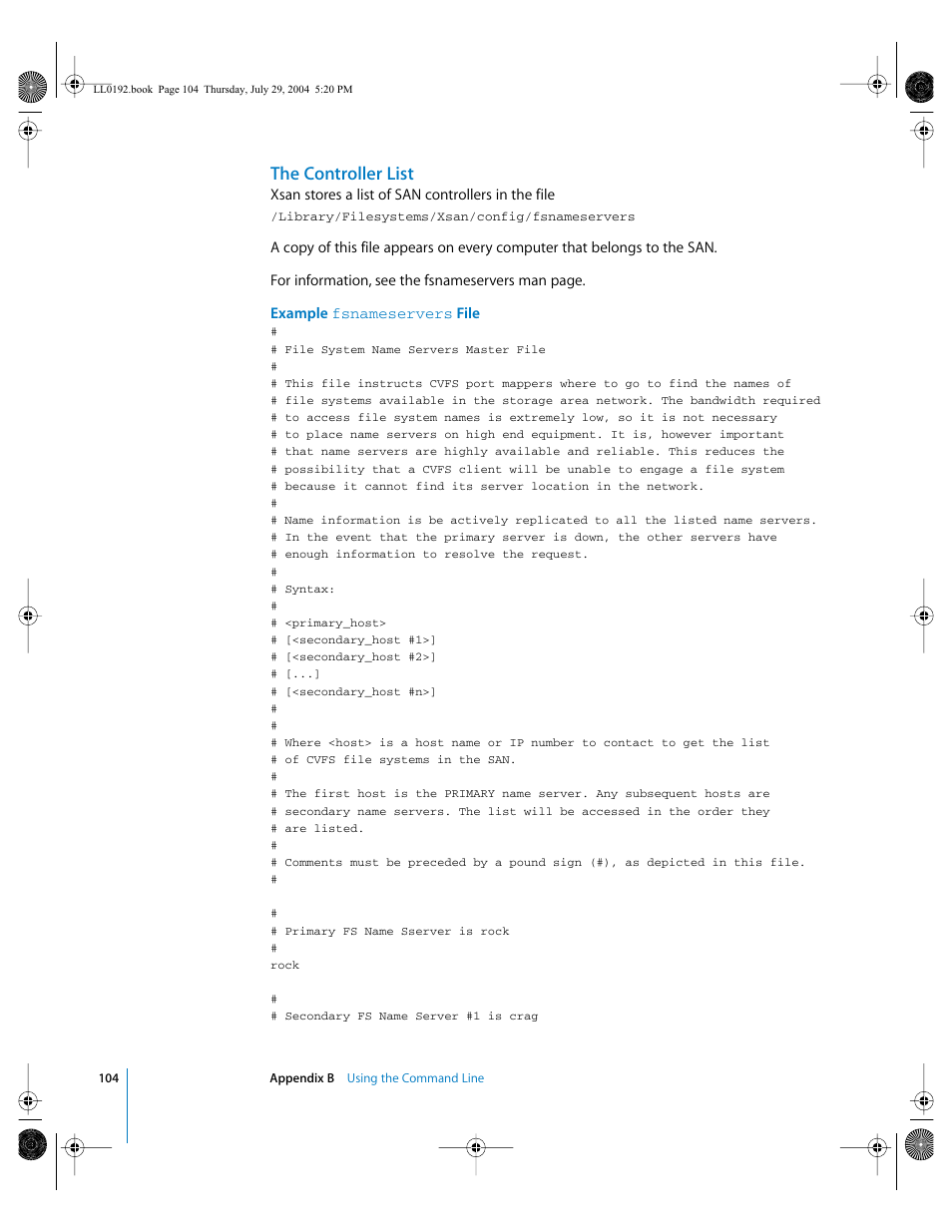 The controller list | Apple Xsan 1.0 User Manual | Page 104 / 113