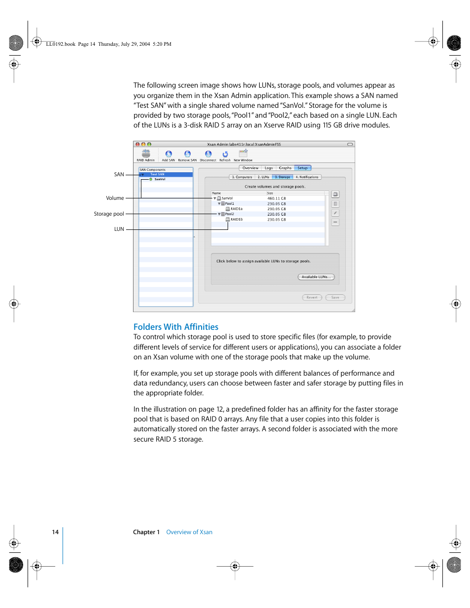 Folders with affinities | Apple Xsan 1.0 User Manual | Page 14 / 113