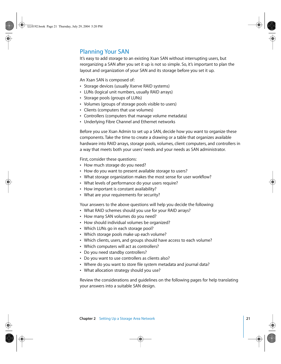 Planning your san | Apple Xsan 1.0 User Manual | Page 21 / 113