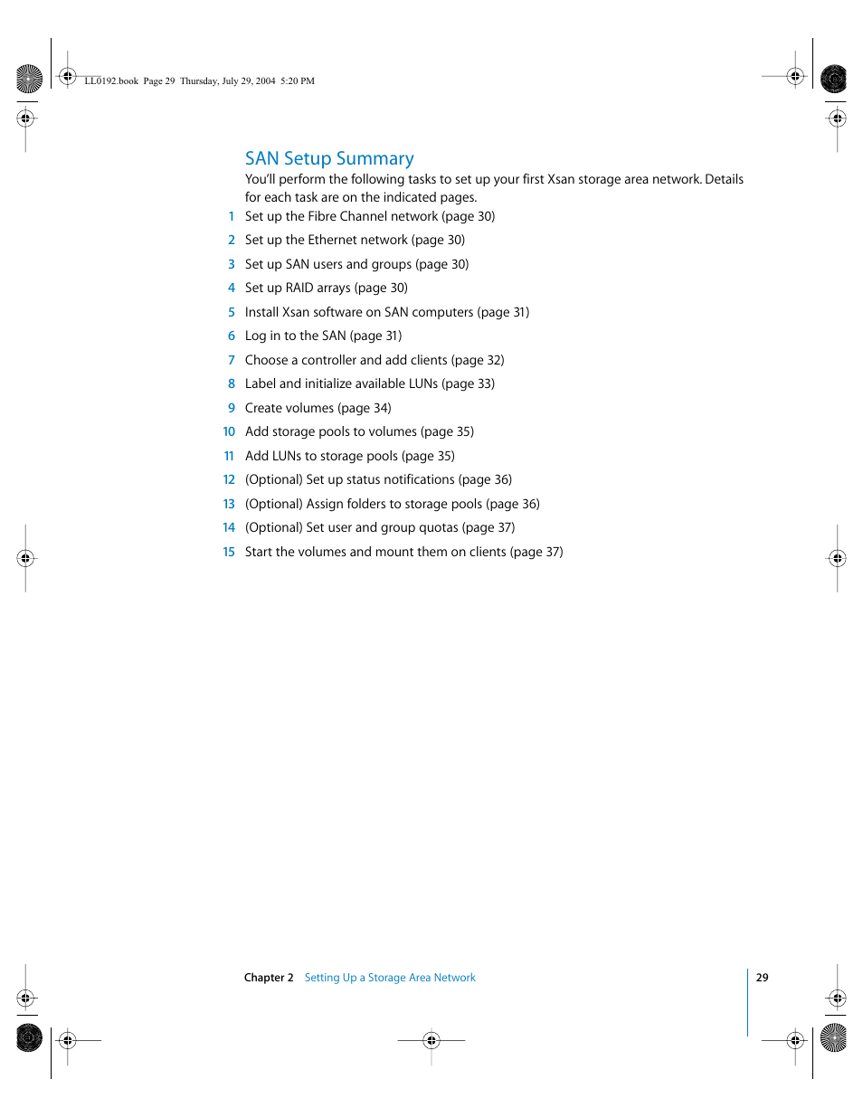 San setup summary | Apple Xsan 1.0 User Manual | Page 29 / 113