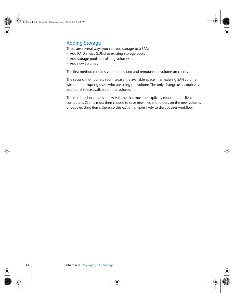 Adding storage | Apple Xsan 1.0 User Manual | Page 42 / 113