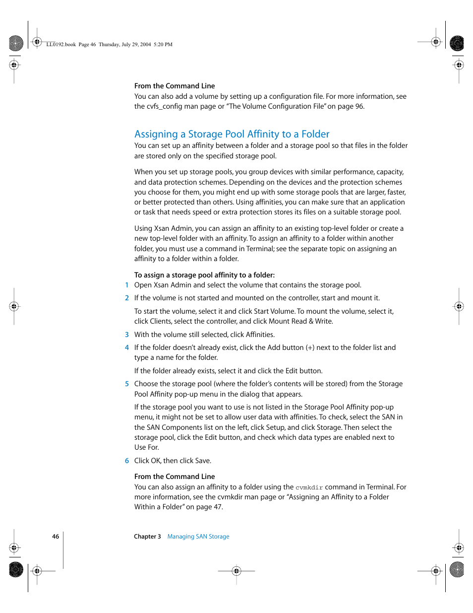 Assigning a storage pool affinity to a folder | Apple Xsan 1.0 User Manual | Page 46 / 113
