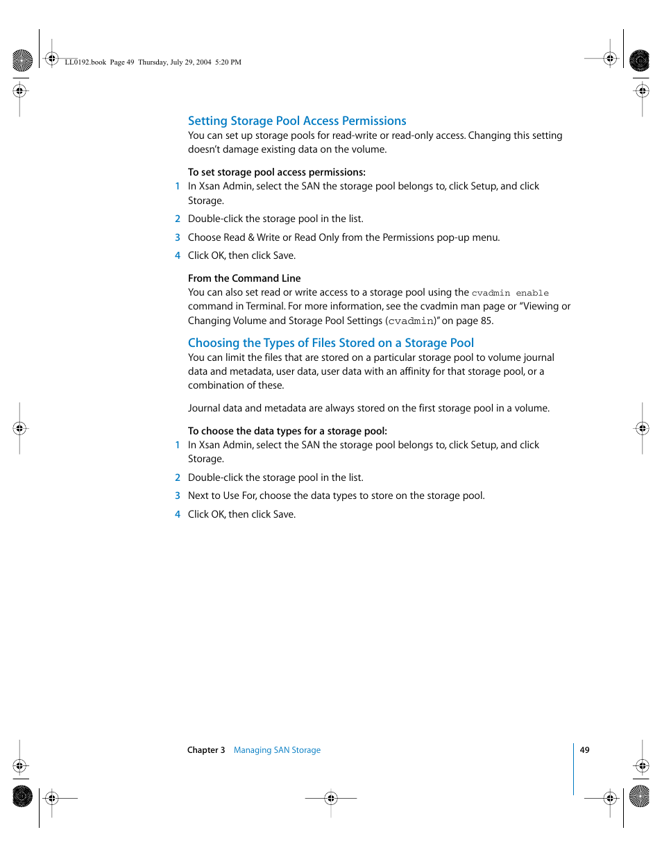 Setting storage pool access permissions | Apple Xsan 1.0 User Manual | Page 49 / 113