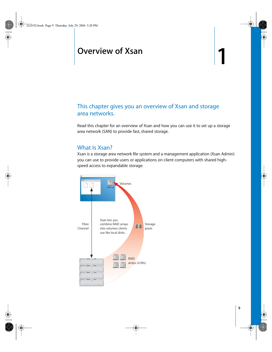 Overview of xsan, What is xsan, Chapter | Apple Xsan 1.0 User Manual | Page 9 / 113