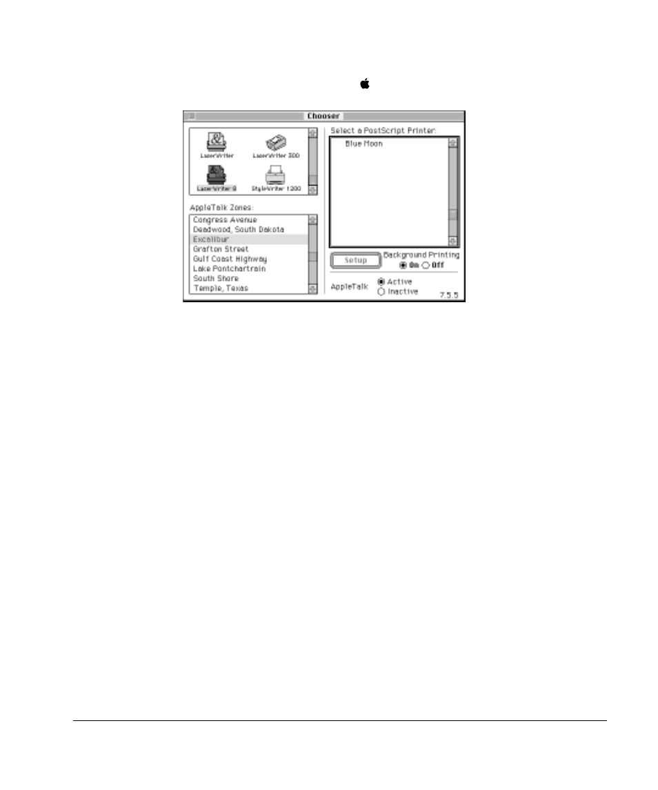 Selecting a print server | Apple AppleShare Client (3.7) User Manual | Page 9 / 12