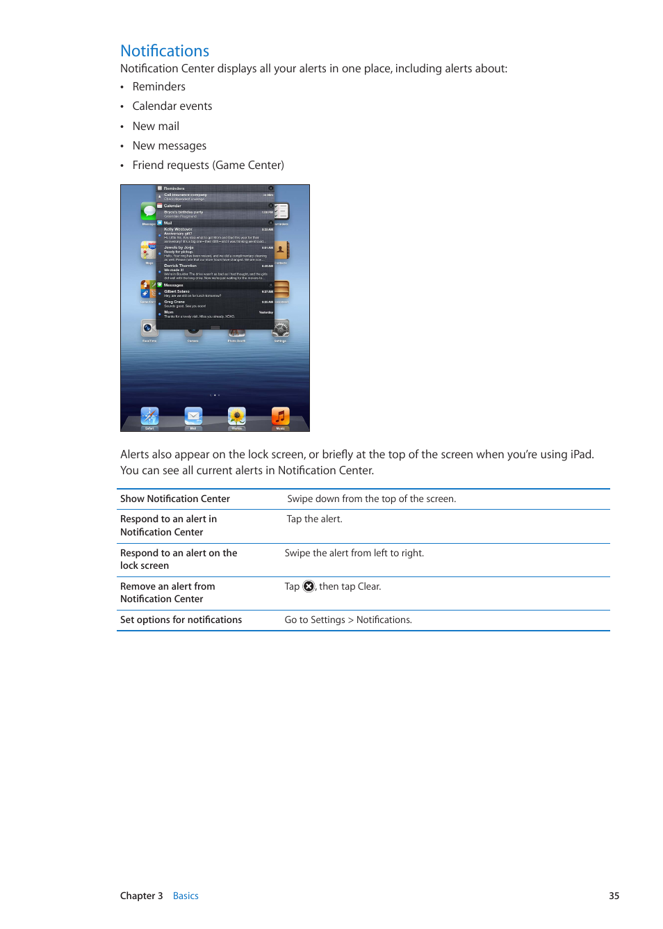 Notifications, 35 notifications | Apple iPad iOS 5.1 User Manual | Page 35 / 144