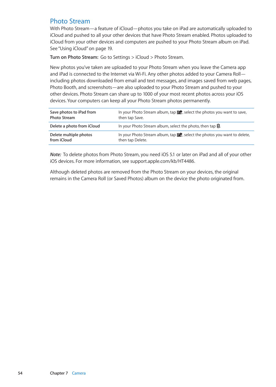 Photo stream, 54 photo stream | Apple iPad iOS 5.1 User Manual | Page 54 / 144