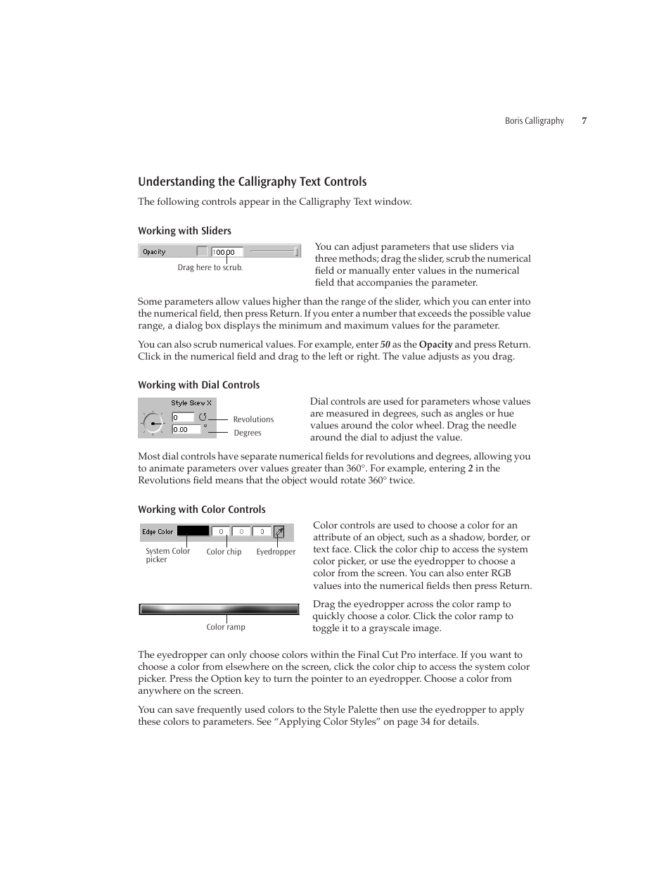 Understanding the calligraphy text controls | Boris FX Boris Calligraphy Version 2.0 User Manual | Page 7 / 84