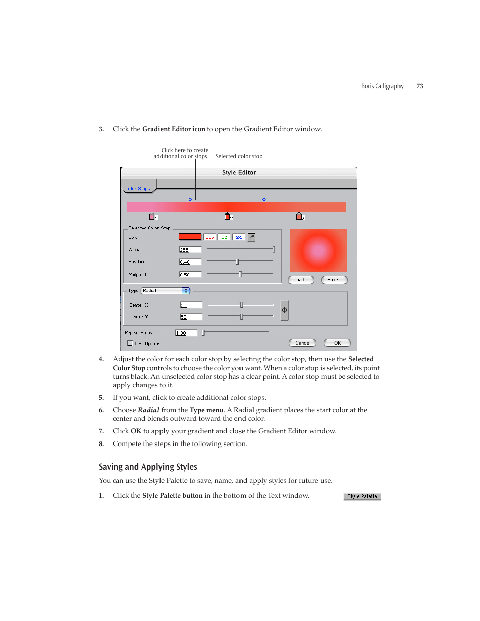Saving and applying styles | Boris FX Boris Calligraphy Version 2.0 User Manual | Page 73 / 84