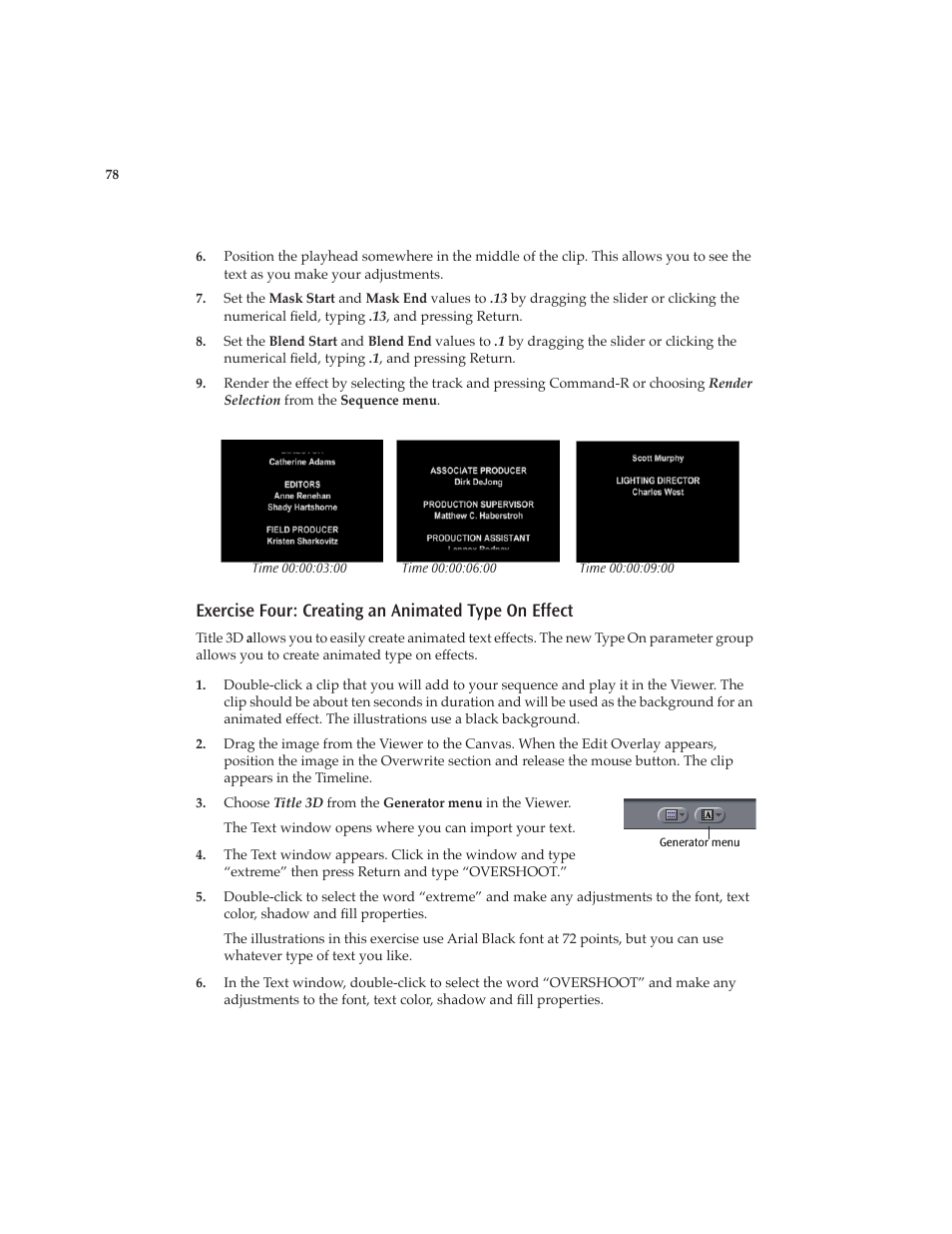 Exercise four: creating an animated type on effect | Boris FX Boris Calligraphy Version 2.0 User Manual | Page 78 / 84