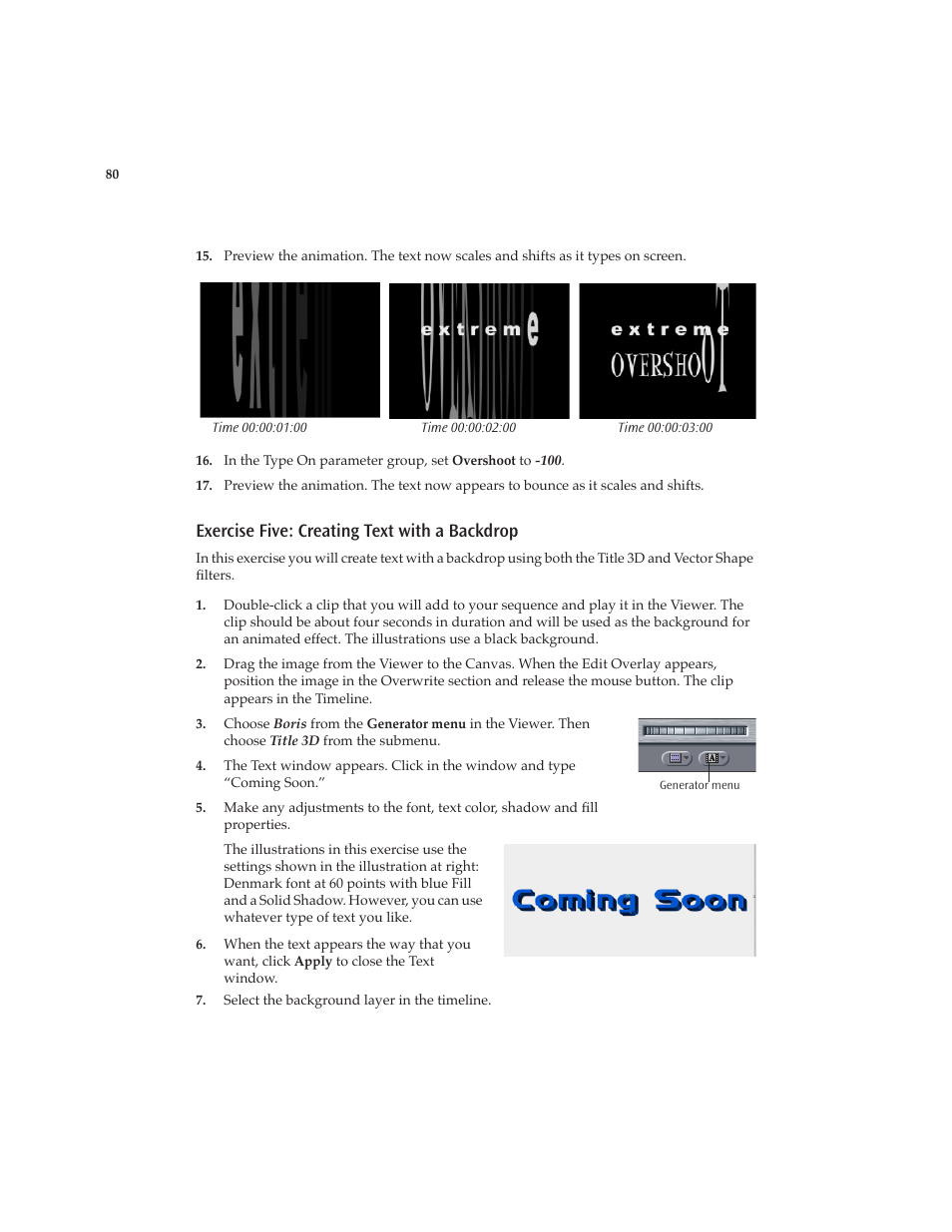 Exercise five: creating text with a backdrop | Boris FX Boris Calligraphy Version 2.0 User Manual | Page 80 / 84