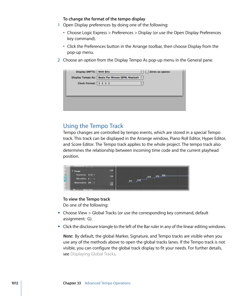 Using the tempo track | Apple Logic Express 9 User Manual | Page 1012 / 1294