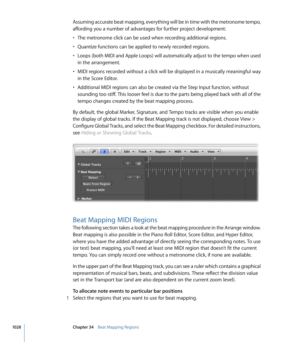 Beat mapping midi regions | Apple Logic Express 9 User Manual | Page 1028 / 1294