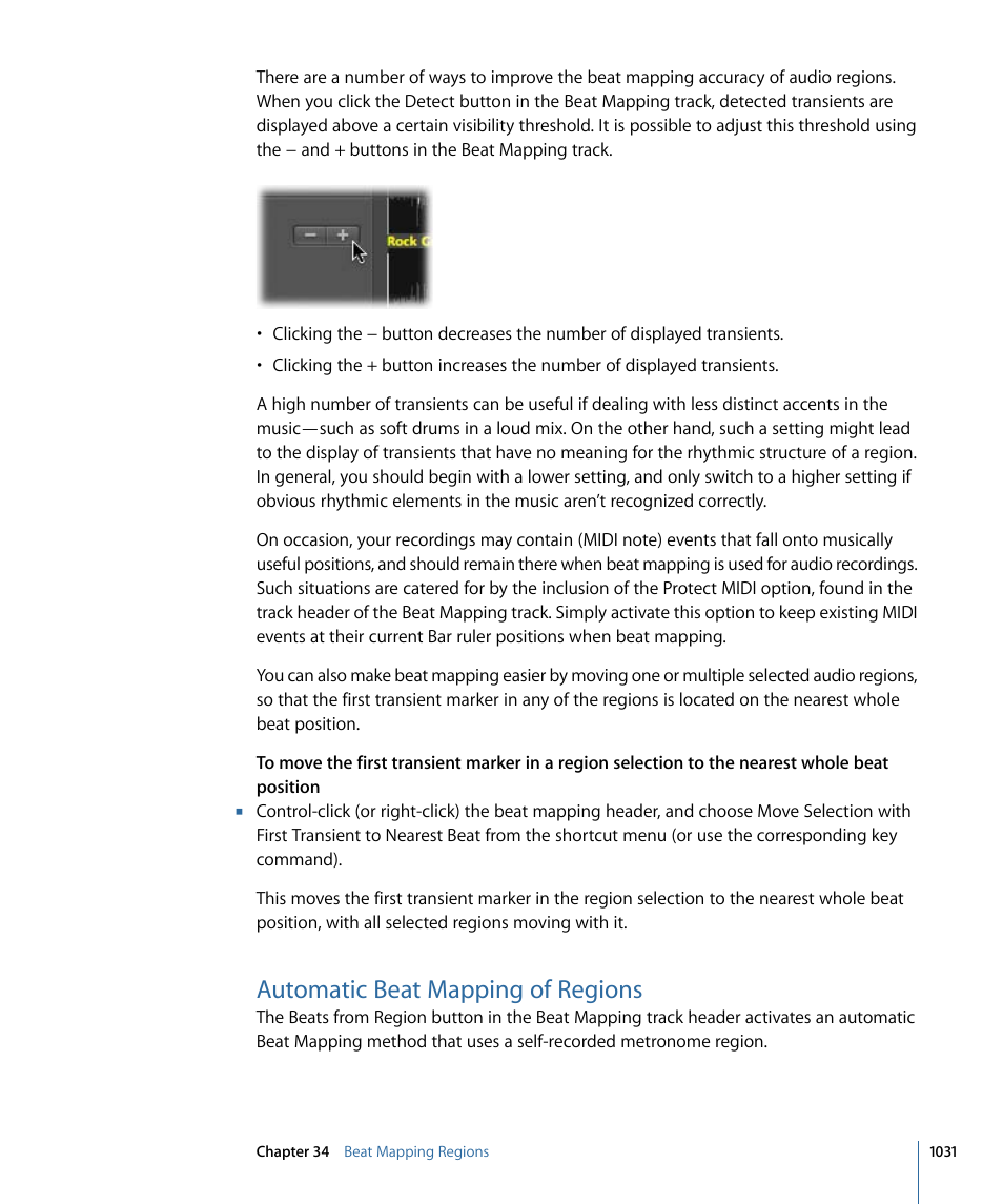 Automatic beat mapping of regions | Apple Logic Express 9 User Manual | Page 1031 / 1294