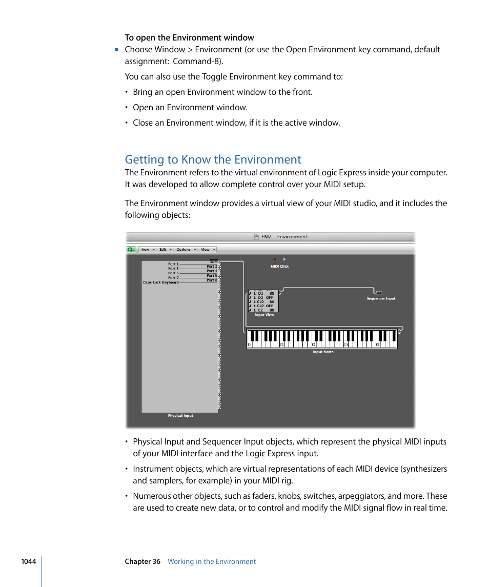 Getting to know the environment | Apple Logic Express 9 User Manual | Page 1044 / 1294