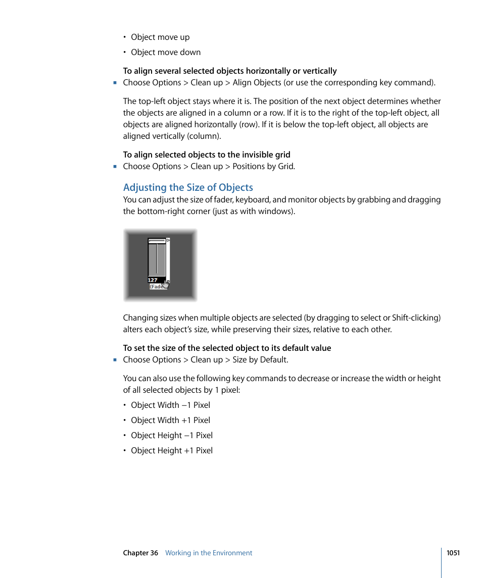 Adjusting the size of objects | Apple Logic Express 9 User Manual | Page 1051 / 1294