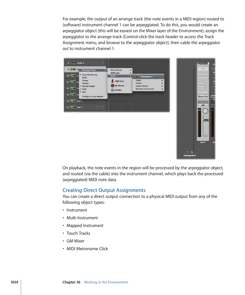 Creating direct output assignments | Apple Logic Express 9 User Manual | Page 1054 / 1294